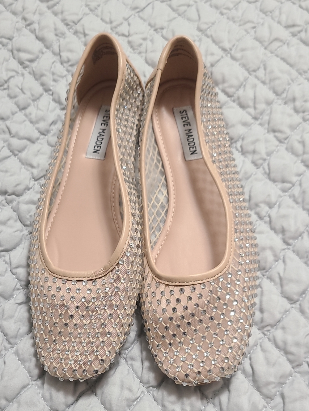 Steve Madden Marli Women's Embellished Ballet Mesh Beige/Nude Flats    Sz.8.5 M